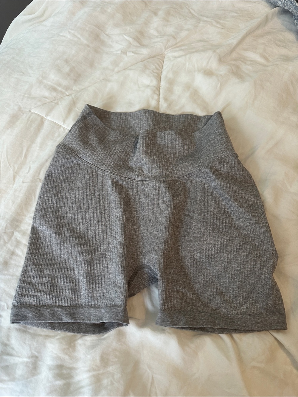 Balance Athletica Ribbed High-Rise Bike Shorts in Gray